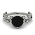 Hers 2 Carat Black Diamond Engagement Ring Leaves All Around - Sydney 2ct No. 9